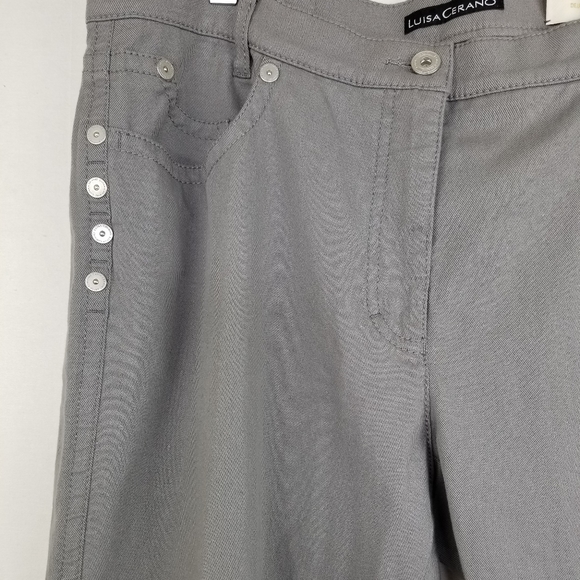 Luisa Cerano Gray Straight Leg Zip Pocket Pants 14 Stretch - Picture 4 of 10